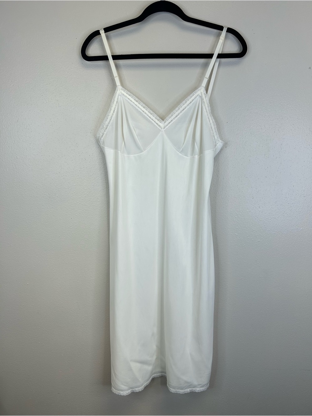 Classic White Lace-Trim Slip Dress 36 Tall Intimate Lingerie Undergarment